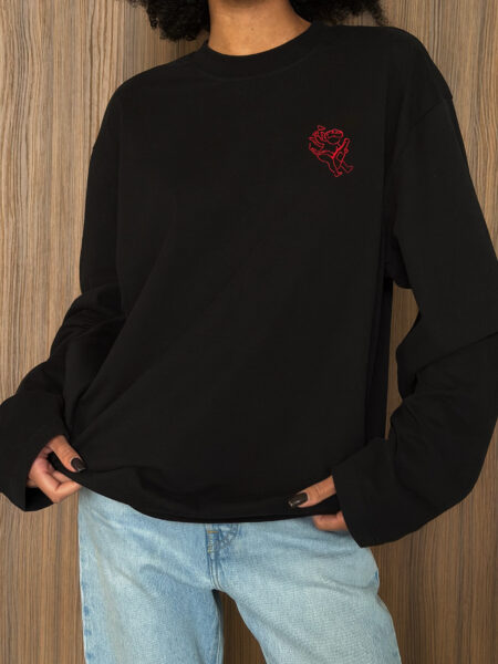 Czarny longsleeve unisex z haftem