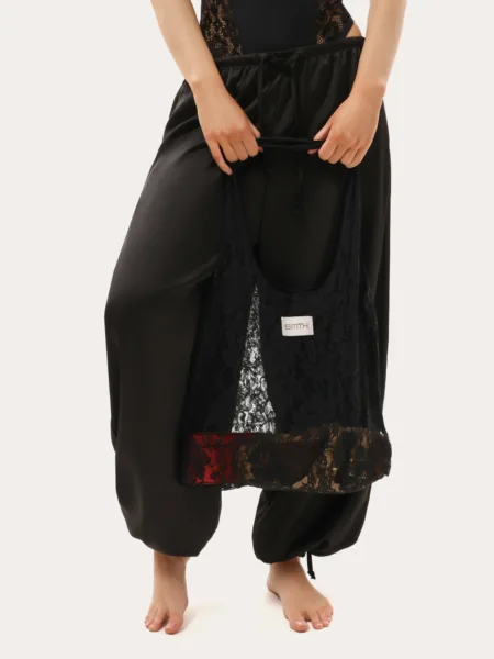 Czarna koronkowa torba shopper
