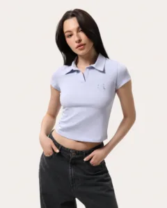Chabrowa dopasowana koszulka polo