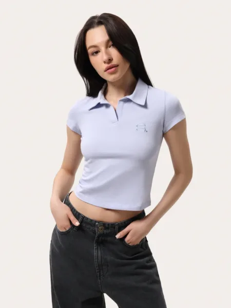 Chabrowa dopasowana koszulka polo