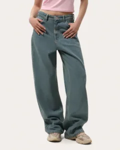 Niebieskie damskie jeansy wide leg