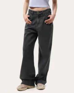 Szare damskie jeansy wide leg