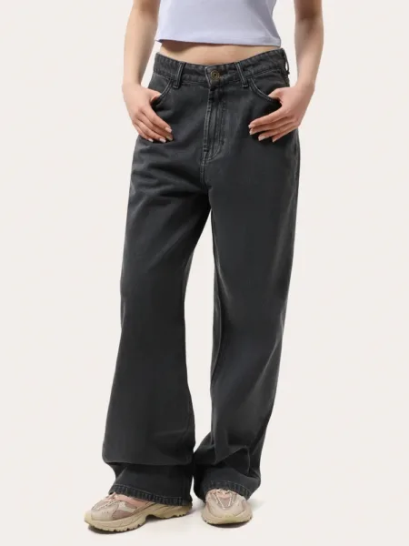 Szare damskie jeansy wide leg