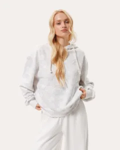 Bluza damska z kapturem i haftem z tkaniny z efektem termicznym